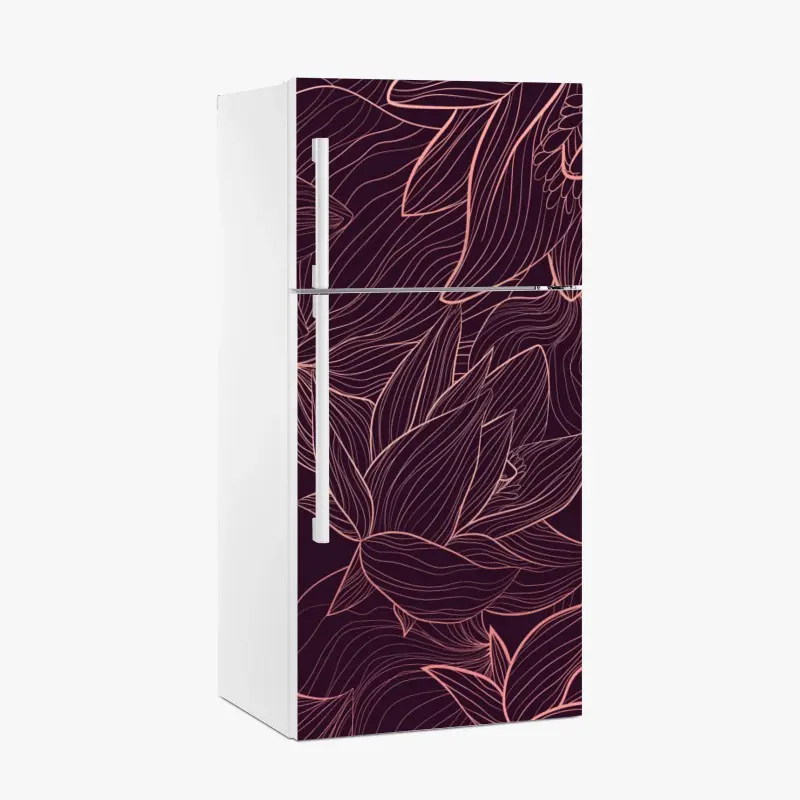 Adesivo per frigorifero motivo floreale lineare in rosa antico • Wallissimo®