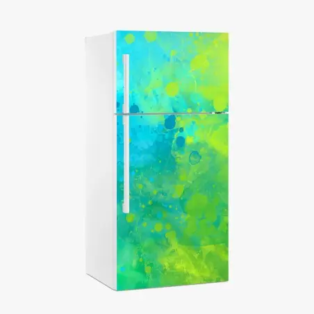 Adesivo per frigorifero astratto acquerello blu e verde • Wallissimo®