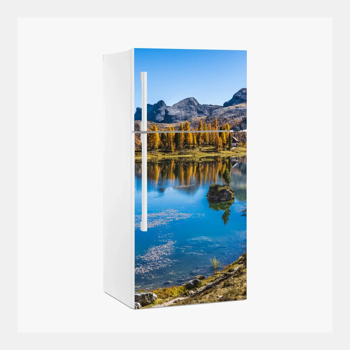 Adesivo per frigorifero paesaggio alpino autunnale • Wallissimo®