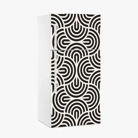 Adesivo per frigorifero motivo geometrico ottico in bianco e nero • Wallissimo®