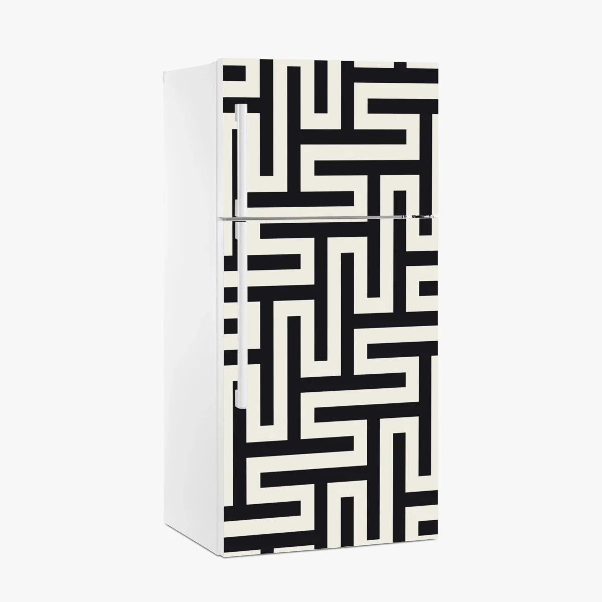Adesivo per frigorifero labirinto geometrico in bianco e nero • Wallissimo® Adesivo per frigorifero labirinto geometrico in bianco e nero • Wallissimo®