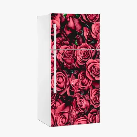 Adesivo per frigorifero mosaico di rose rosse • Wallissimo®