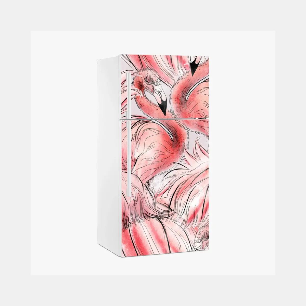 Adesivo per frigorifero motivo fenicotteri in acquerello rosa • Wallissimo® Adesivo per frigorifero motivo fenicotteri in acquerello rosa • Wallissimo®