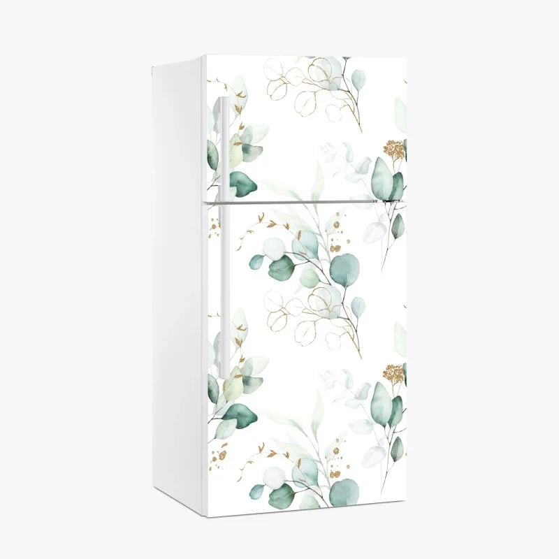 Adesivo per frigorifero motivo botanico di eucalipto acquerellato