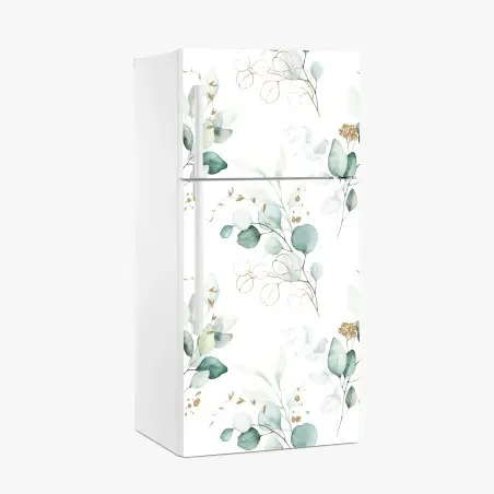 Adesivo per frigorifero motivo botanico di eucalipto acquerellato • Wallissimo®