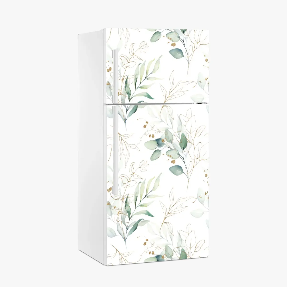 Adesivo per frigorifero motivo botanico acquerellato con accenti dorati • Wallissimo®