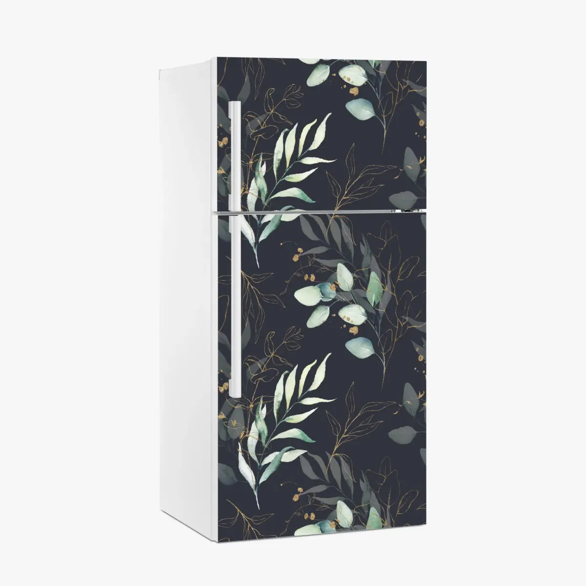 Adesivo per frigorifero motivo botanico elegante con dettagli dorati • Wallissimo®