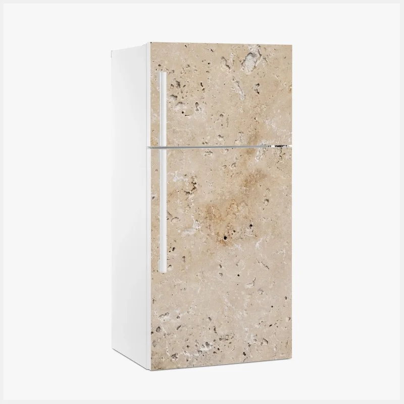 Adesivo per frigorifero texture di travertino beige naturale