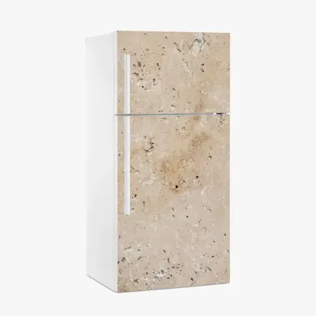 Adesivo per frigorifero texture di travertino beige naturale • Wallissimo®