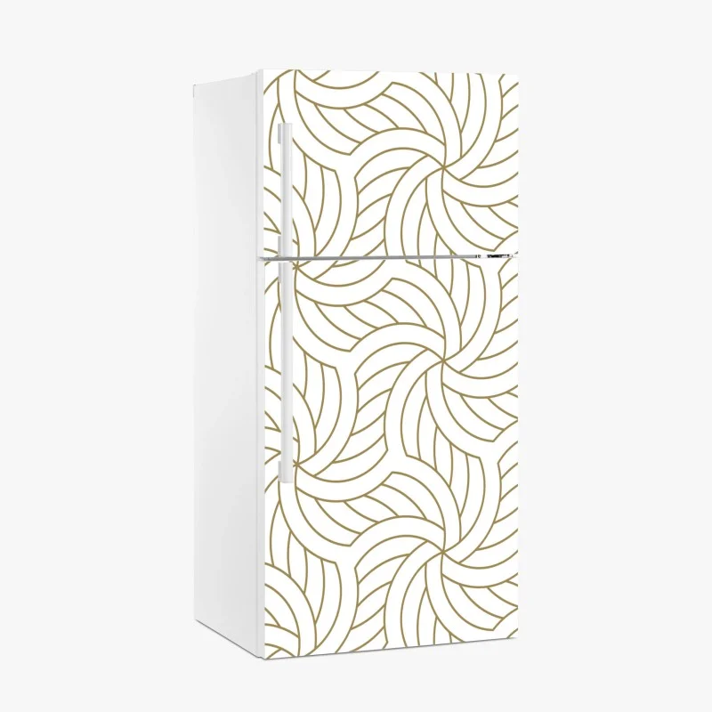 Adesivo per frigorifero motivo geometrico dorato su sfondo bianco