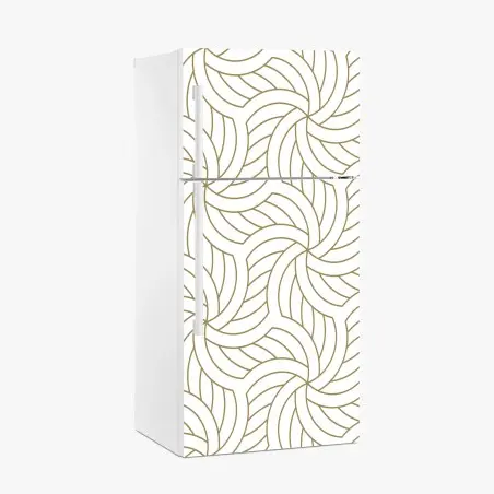 Adesivo per frigorifero motivo geometrico dorato su sfondo bianco • Wallissimo®