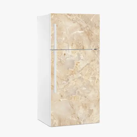Adesivo per frigorifero texture marmo beige elegante • Wallissimo®
