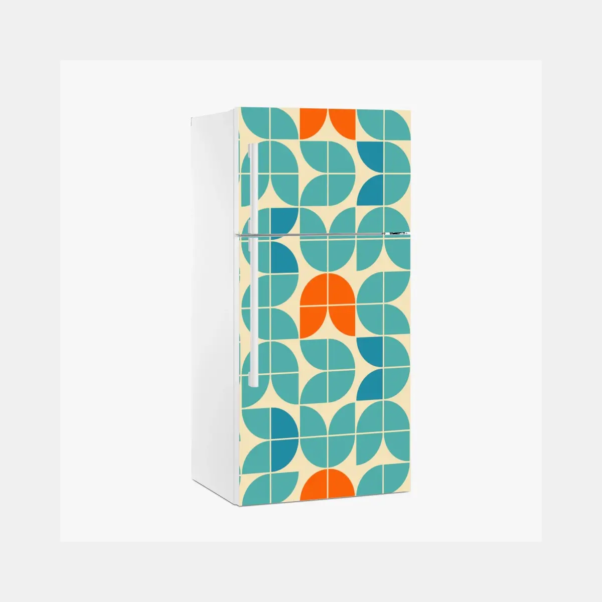 Adesivo per frigorifero motivo geometrico retrò con tulipani stilizzati • Wallissimo®