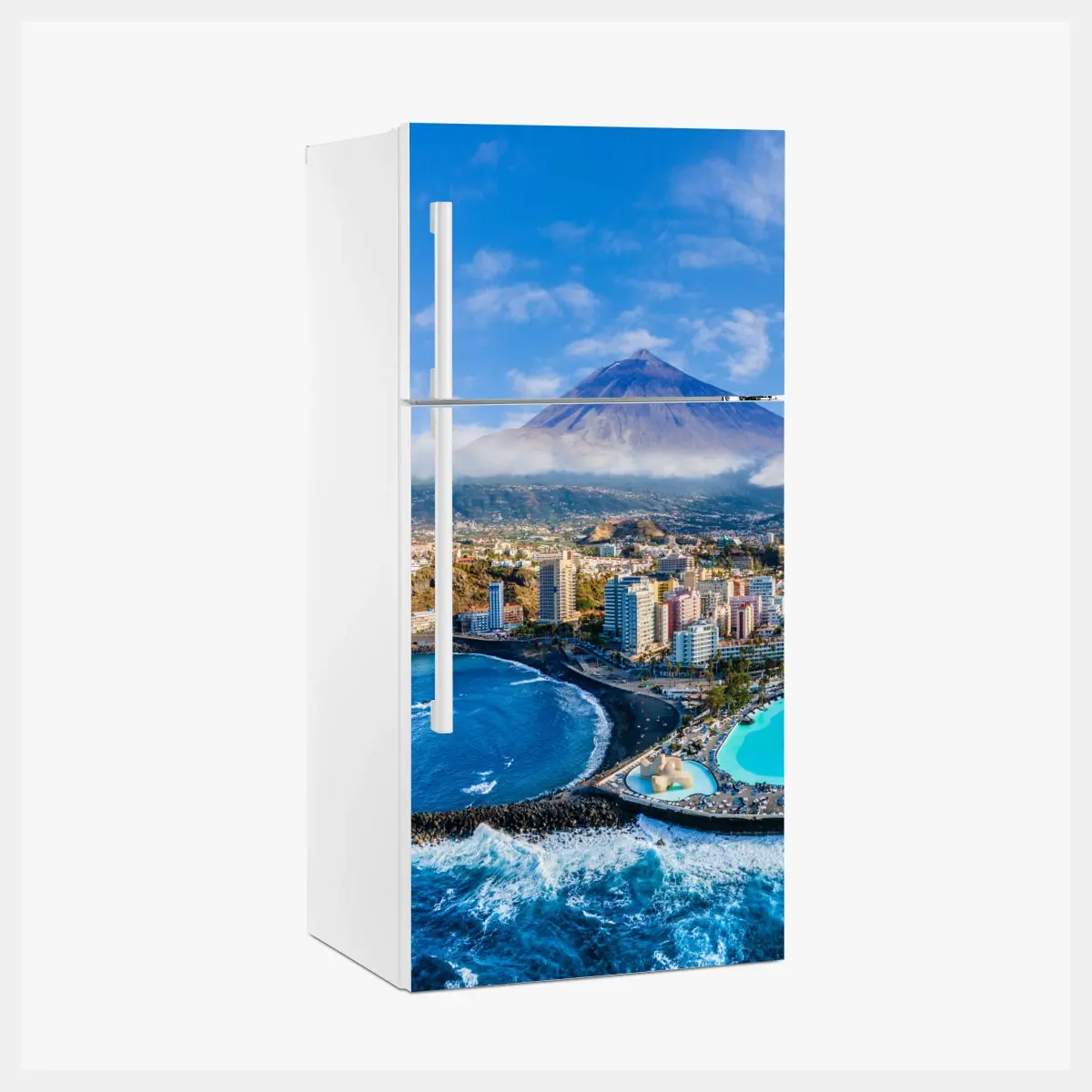 Adesivo per frigorifero panorama costiero di Tenerife con il Teide • Wallissimo®
