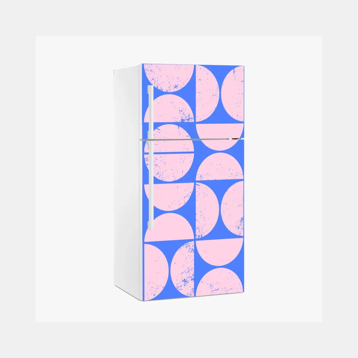 Adesivo per frigorifero motivo geometrico rosa e blu con effetto vintage • Wallissimo® Adesivo per frigorifero motivo geometrico rosa e blu con effetto vintage • Wallissimo®