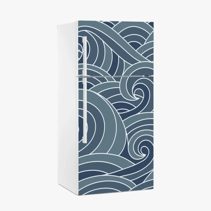 Adesivo per frigorifero motivo di onde marine stilizzate