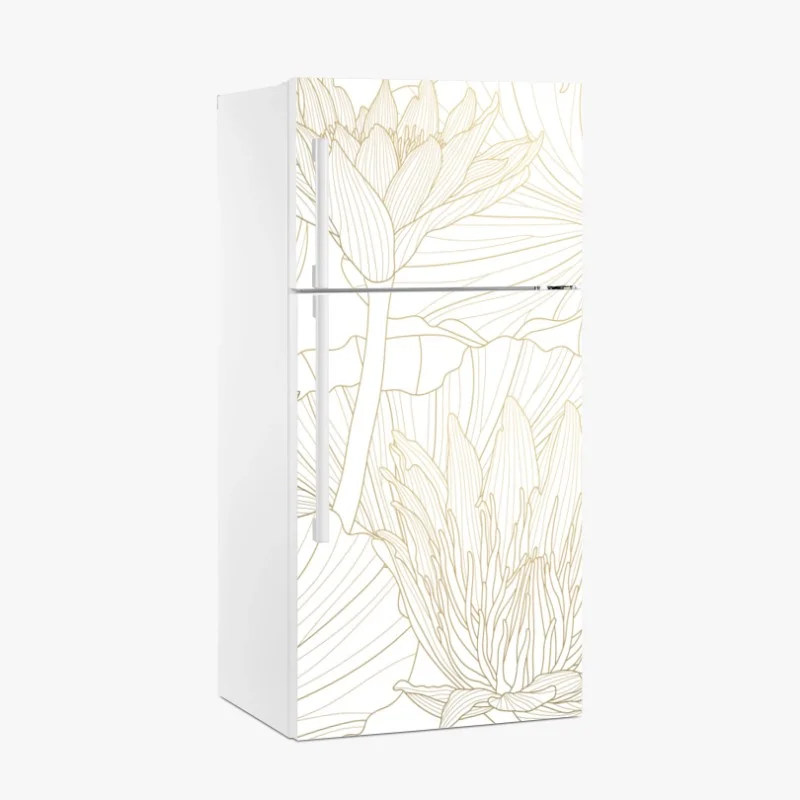 Adesivo per frigorifero ninfee in contorni dorati