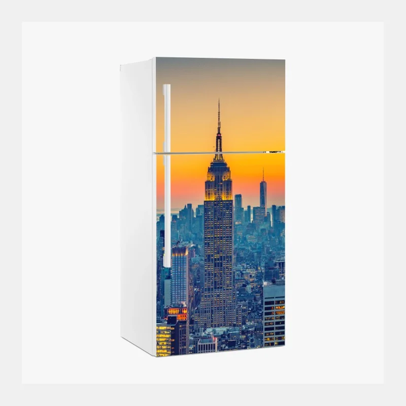 Adesivo per frigorifero tramonto su New York