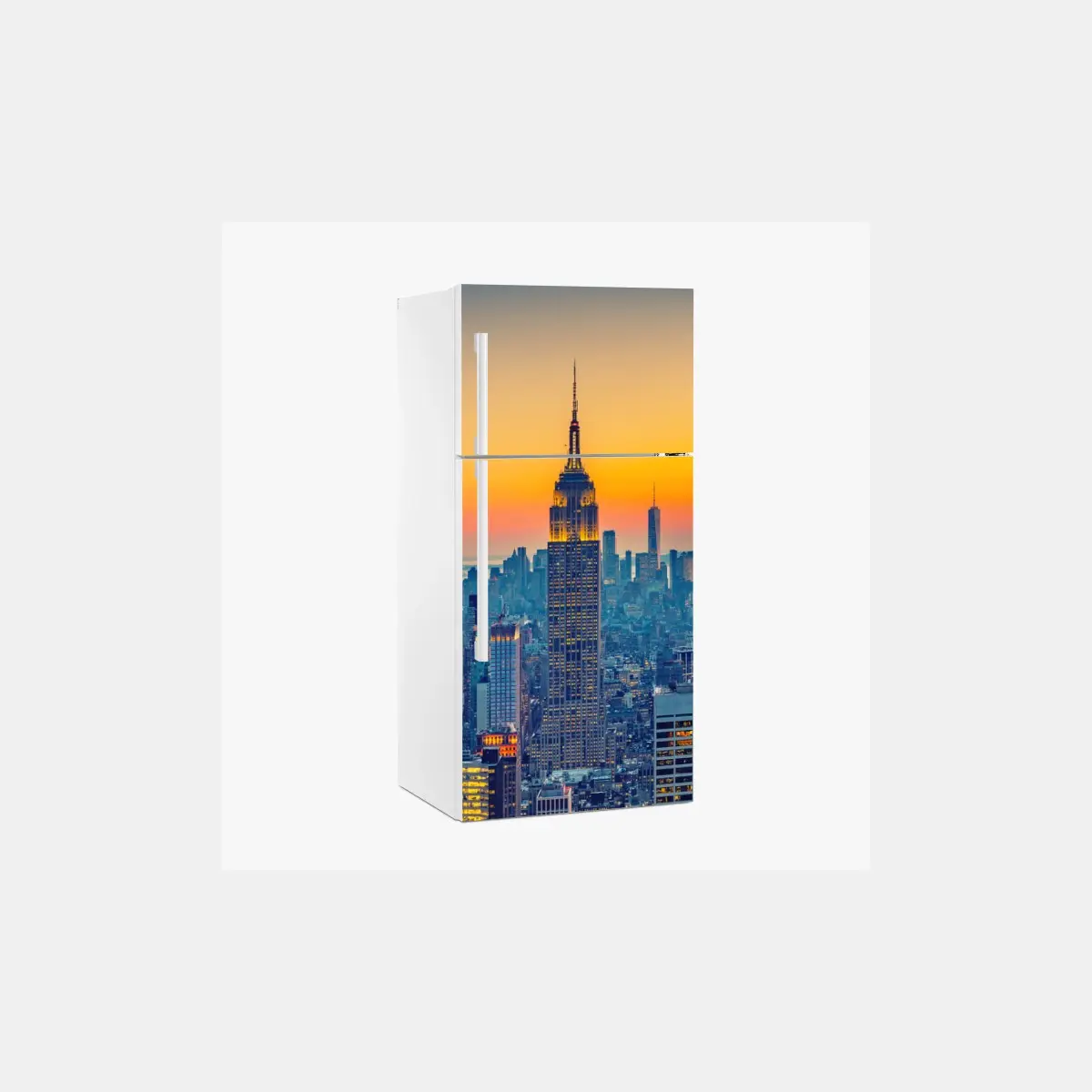 Adesivo per frigorifero tramonto su New York • Wallissimo®
