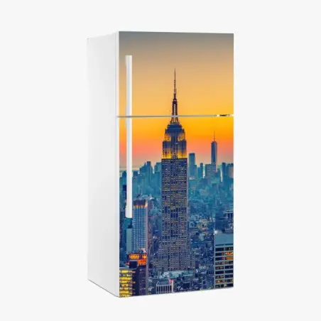 Adesivo per frigorifero tramonto su New York • Wallissimo®