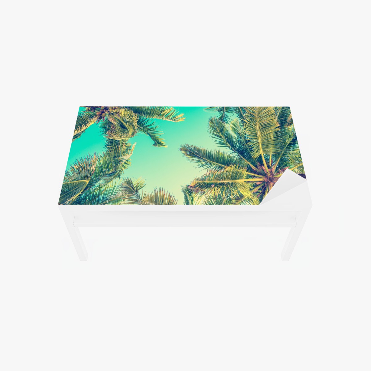 Adesivo per tavolo e scrivania cielo tropicale tra le palme • Wallissimo®