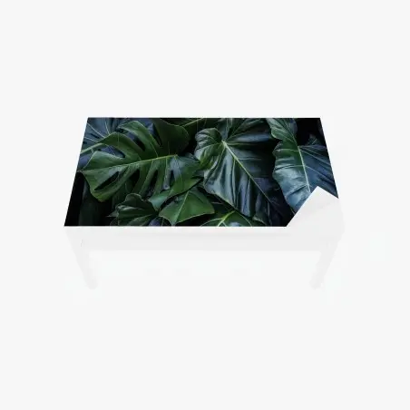 Adesivo per tavolo e scrivania fogliame tropicale verde smeraldo • Wallissimo®