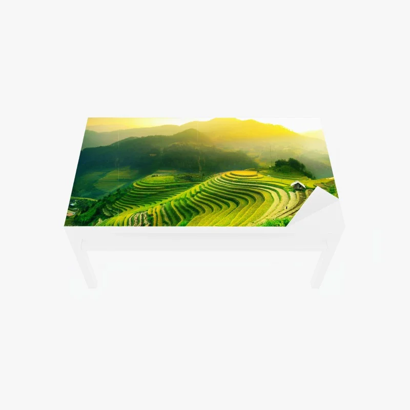 Adesivo per tavolo e scrivania risaie terrazzate all'alba