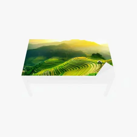 Adesivo per tavolo e scrivania risaie terrazzate all'alba • Wallissimo®
