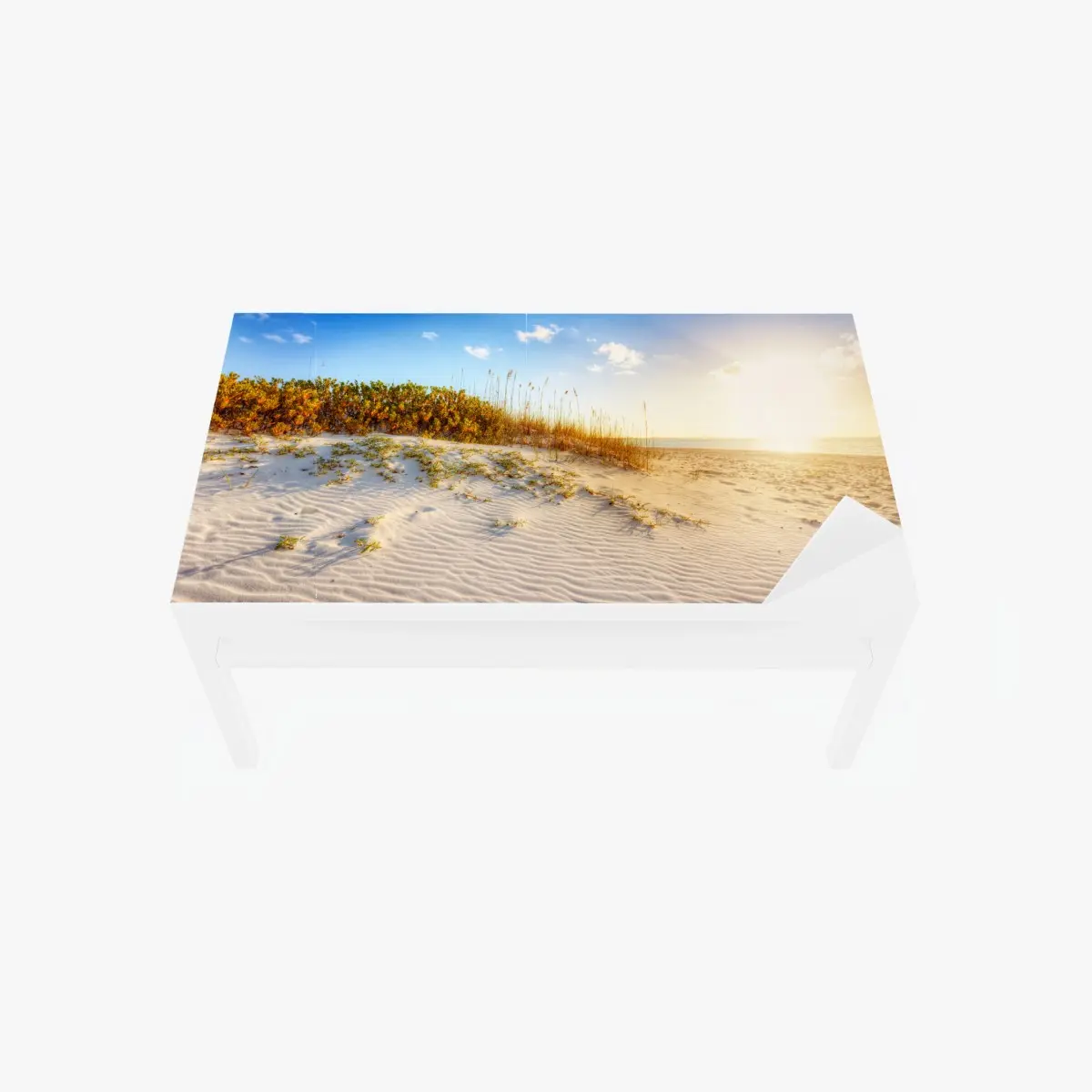 Adesivo per tavolo e scrivania tramonto a Grace Bay — dune dorate • Wallissimo®