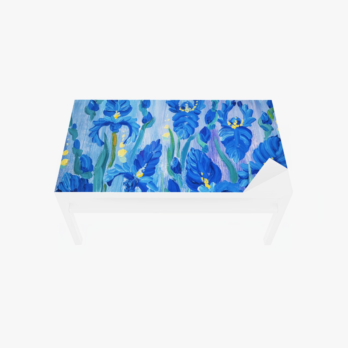 Adesivo per tavolo e scrivania fioritura di iris blu • Wallissimo®