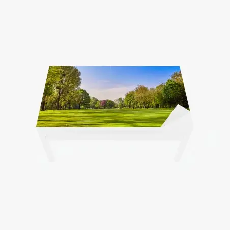 Adesivo per tavolo e scrivania parco soleggiato e prato verde • Wallissimo®