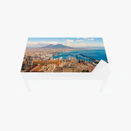Adesivo per tavolo e scrivania panorama di Napoli con il Vesuvio sullo sfondo • Wallissimo®