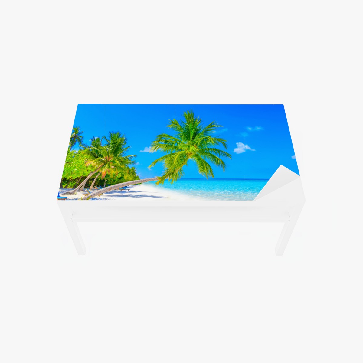 Adesivo per tavolo e scrivania spiaggia paradisiaca alle Maldive • Wallissimo®