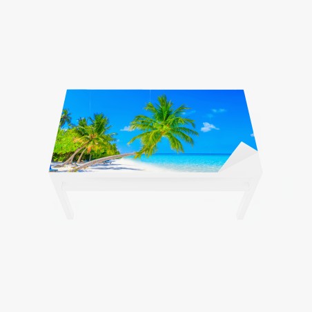Adesivo per tavolo e scrivania spiaggia paradisiaca alle Maldive • Wallissimo®