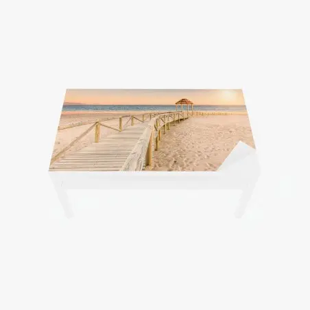 Adesivo per tavolo e scrivania passerella verso il mare di Trafalgar, Cadice • Wallissimo®