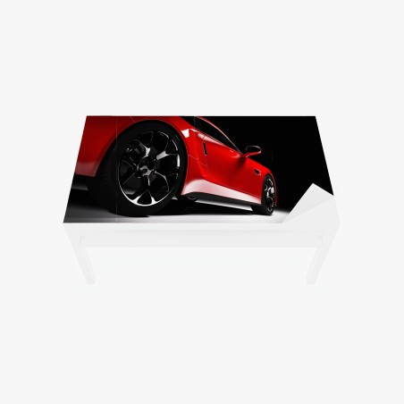 Adesivo per tavolo e scrivania profilo dinamico di una coupé rossa • Wallissimo®