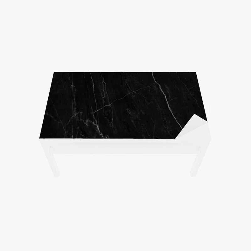 Adesivo per tavolo e scrivania marmo nero elegante con venature bianche