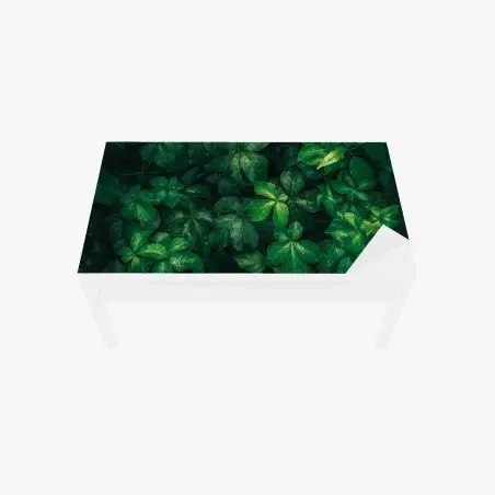 Adesivo per tavolo e scrivania fogliame tropicale in verde profondo • Wallissimo®