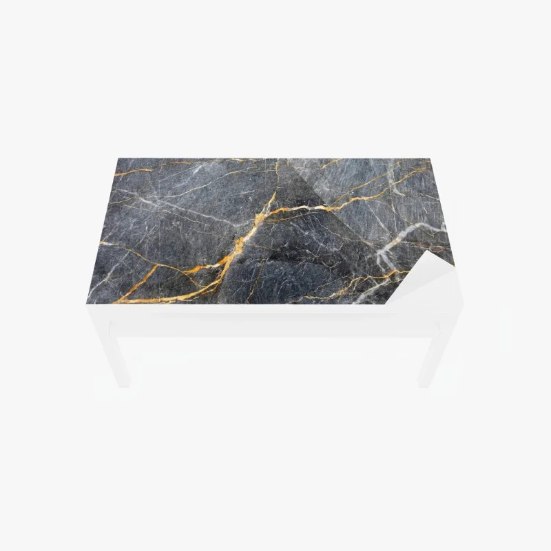 Adesivo per tavolo e scrivania marmo grigio con venature dorate