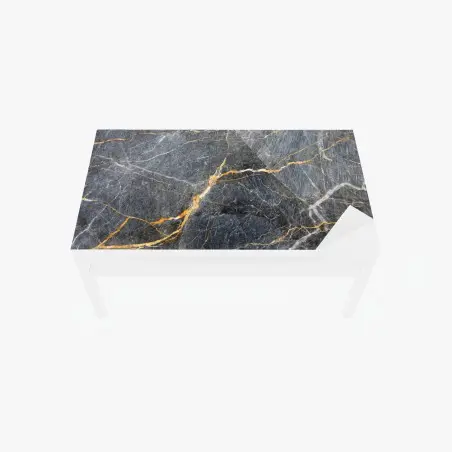 Adesivo per tavolo e scrivania marmo grigio con venature dorate • Wallissimo®