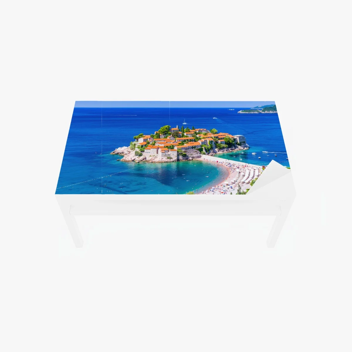 Adesivo per tavolo e scrivania panorama costiero di Sveti Stefan, Montenegro • Wallissimo® Adesivo per tavolo e scrivania panorama costiero di Sveti Stefan, Montenegro • Wallissimo®