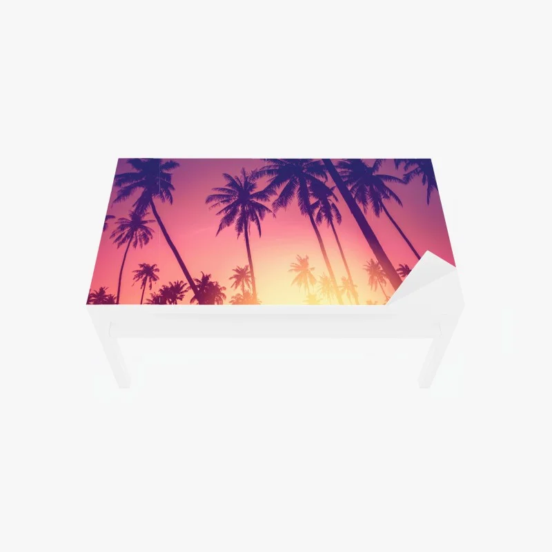 Adesivo per tavolo e scrivania tramonto tropicale tra palme ondeggianti