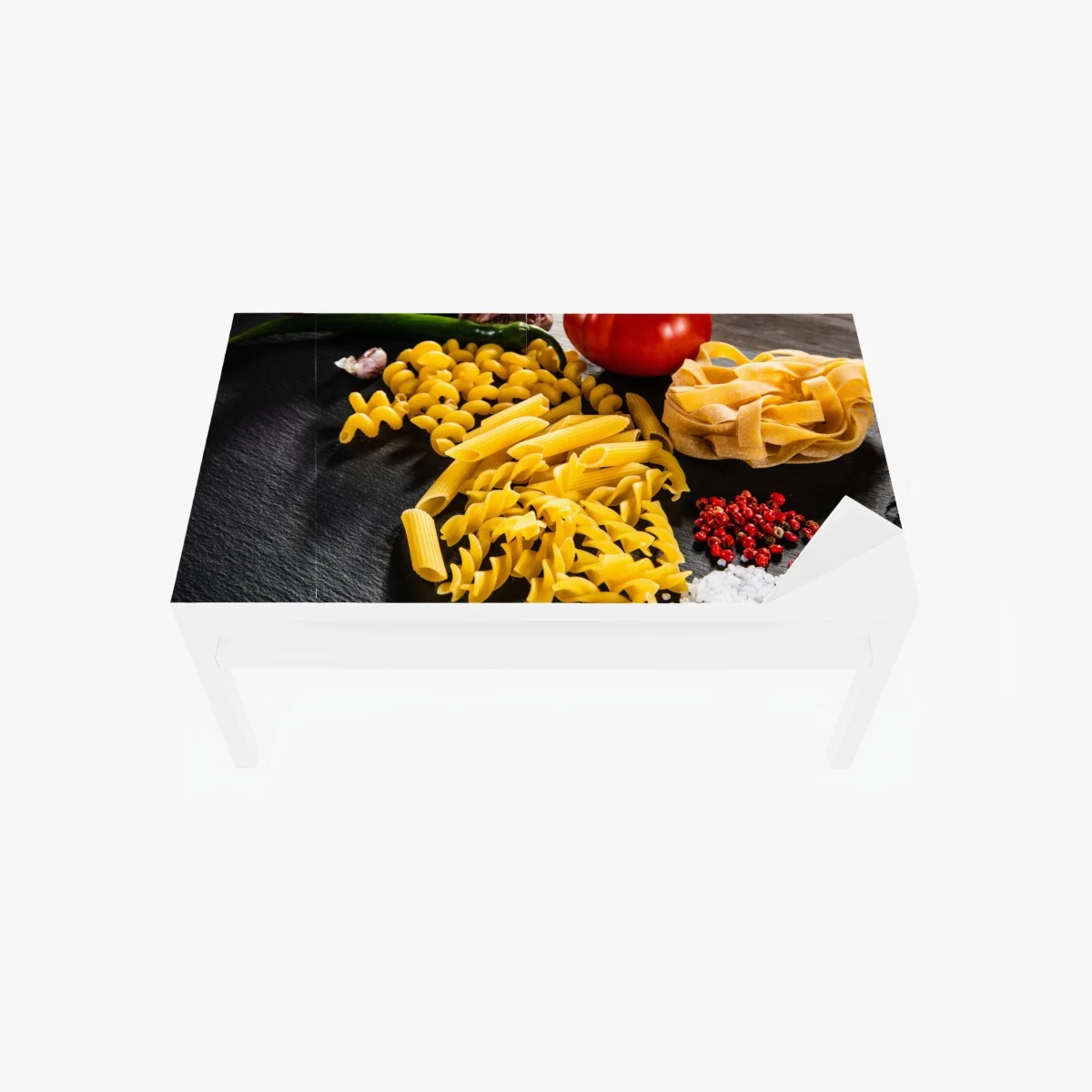 Adesivo per tavolo e scrivania composizione rustica di pasta e ingredienti • Wallissimo® Adesivo per tavolo e scrivania composizione rustica di pasta e ingredienti • Wallissimo®