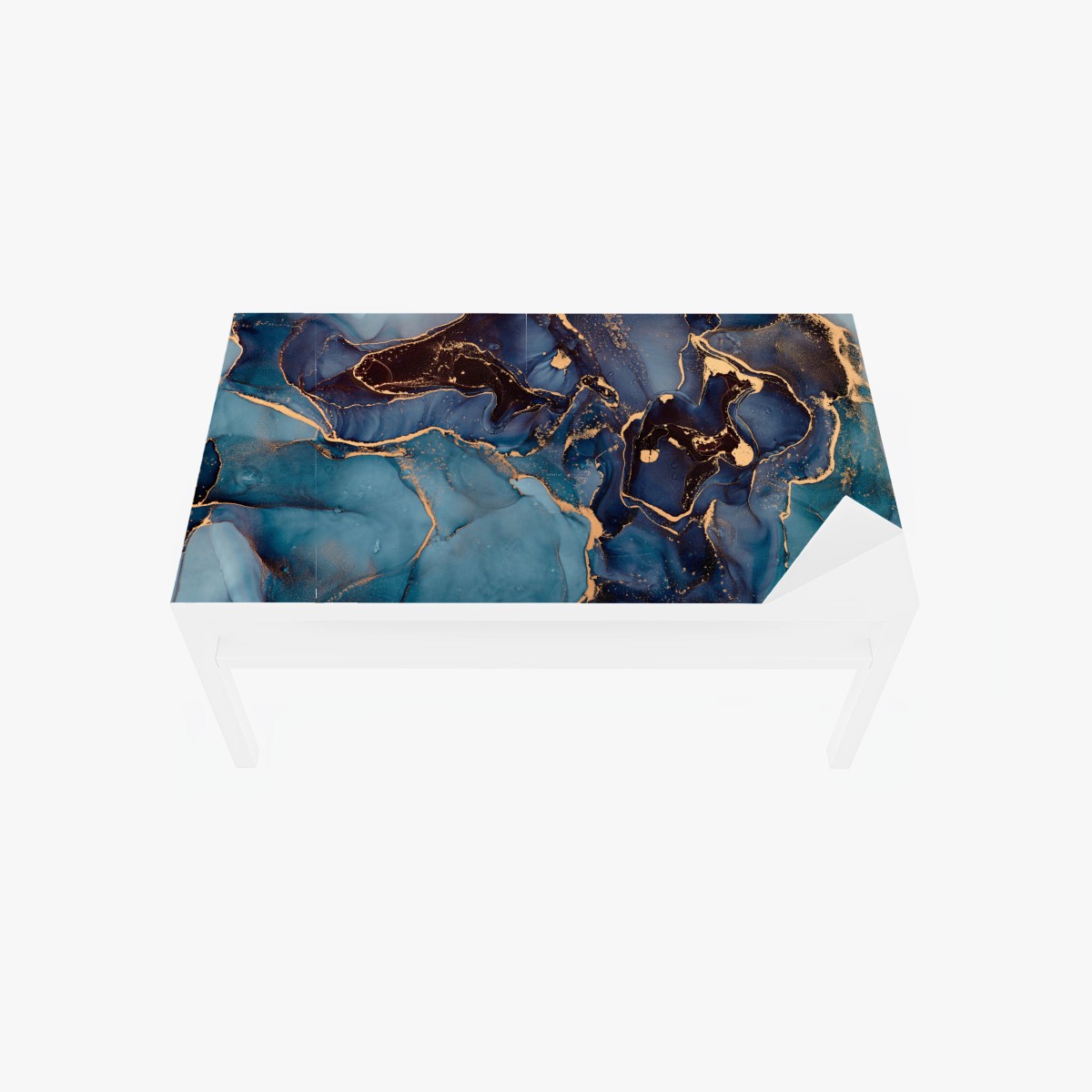 Adesivo per tavolo e scrivania correnti di inchiostro blu e oro • Wallissimo®