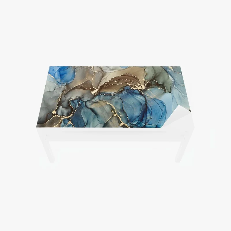 Adesivo per tavolo e scrivania correnti di inchiostro blu con venature dorate