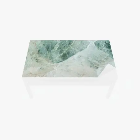 Adesivo per tavolo e scrivania marmo verde astratto con venature sottili • Wallissimo®
