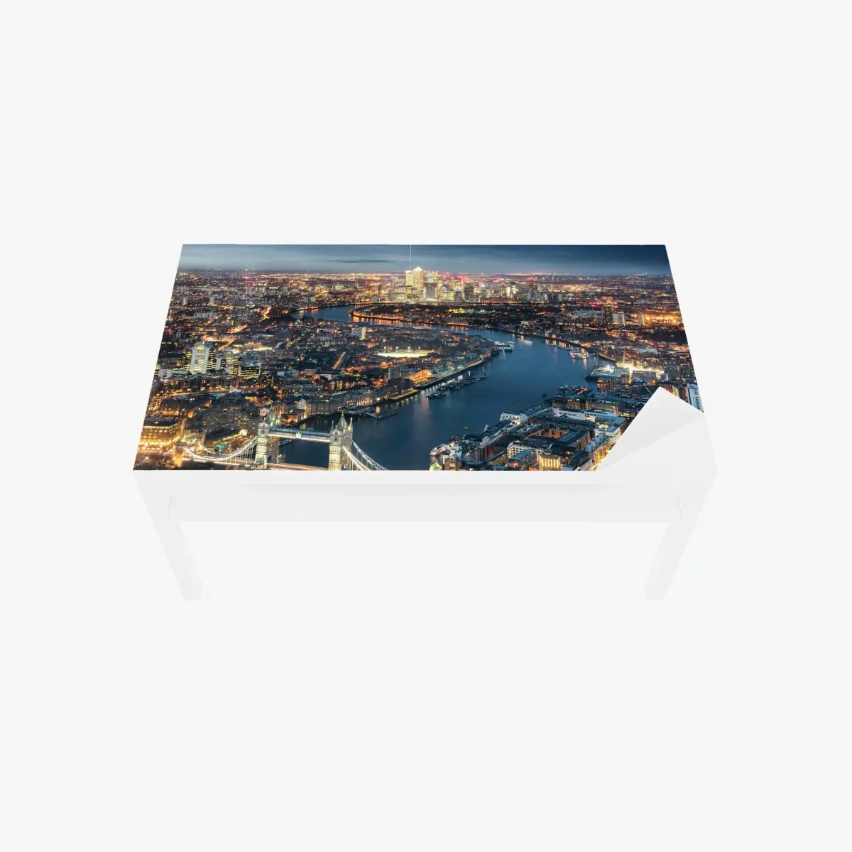 Adesivo per tavolo e scrivania panorama notturno di Londra con Tower Bridge • Wallissimo®