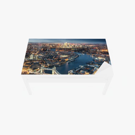 Adesivo per tavolo e scrivania panorama notturno di Londra con Tower Bridge • Wallissimo®
