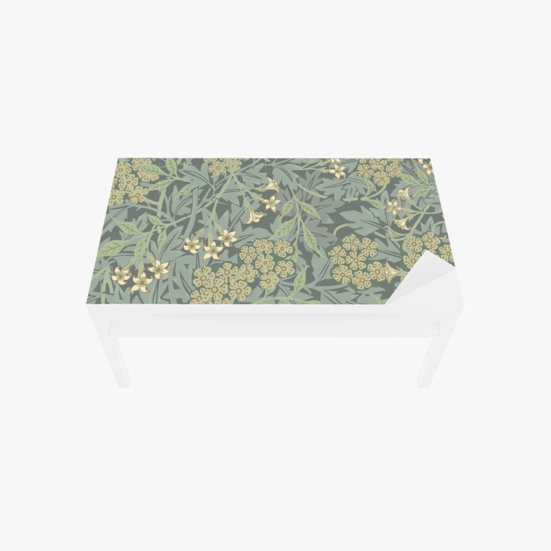 Adesivo per tavolo e scrivania motivo botanico vintage verde salvia e crema