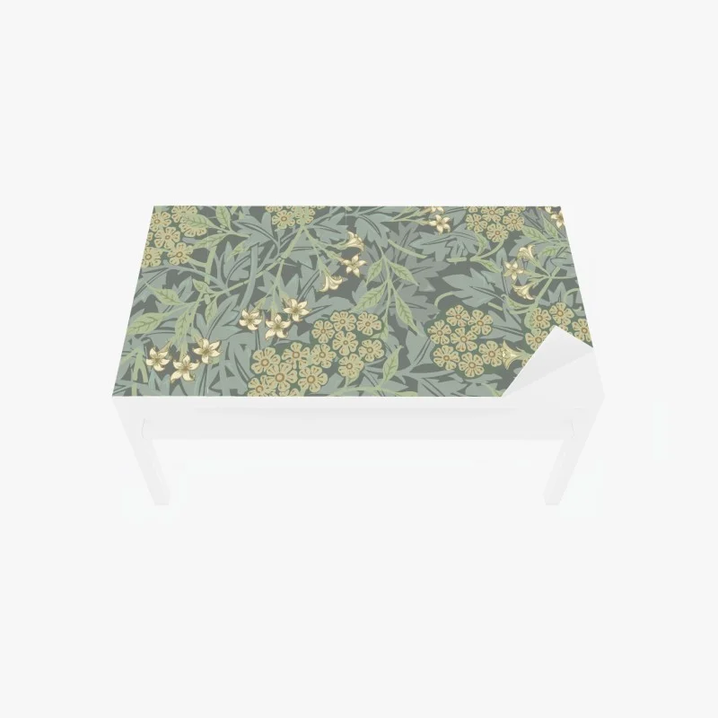 Adesivo per tavolo e scrivania motivo botanico vintage verde salvia e crema